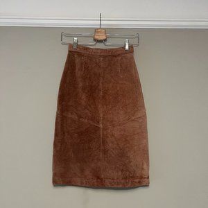 Vintage Tan Suede Pencil Skirt - image 1